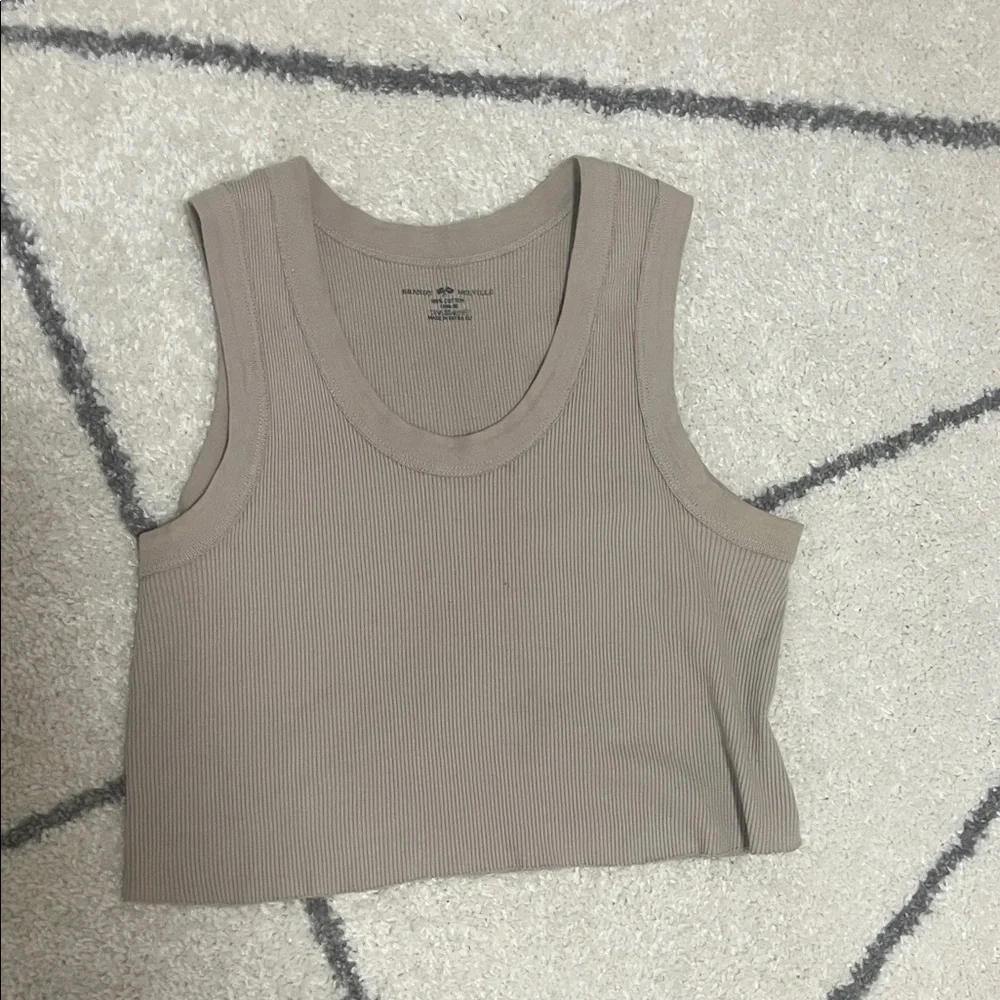 Brandy Melville Beige Ribbed Tank Top - Picture 3 of 3
